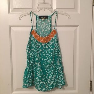  Teal/Orange Bead Blouse- Francesca’s- Size L